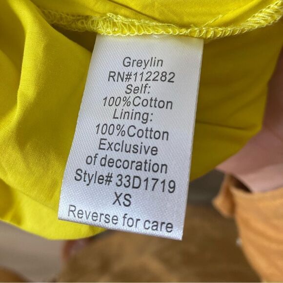 Anthropologie Greylin Valencia Lace Fit and Flare Yellow and White Cotton Dress - Picture 12 of 12